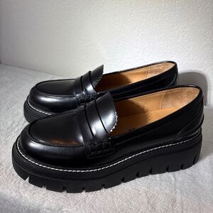 J Slides Black Platform Loafers